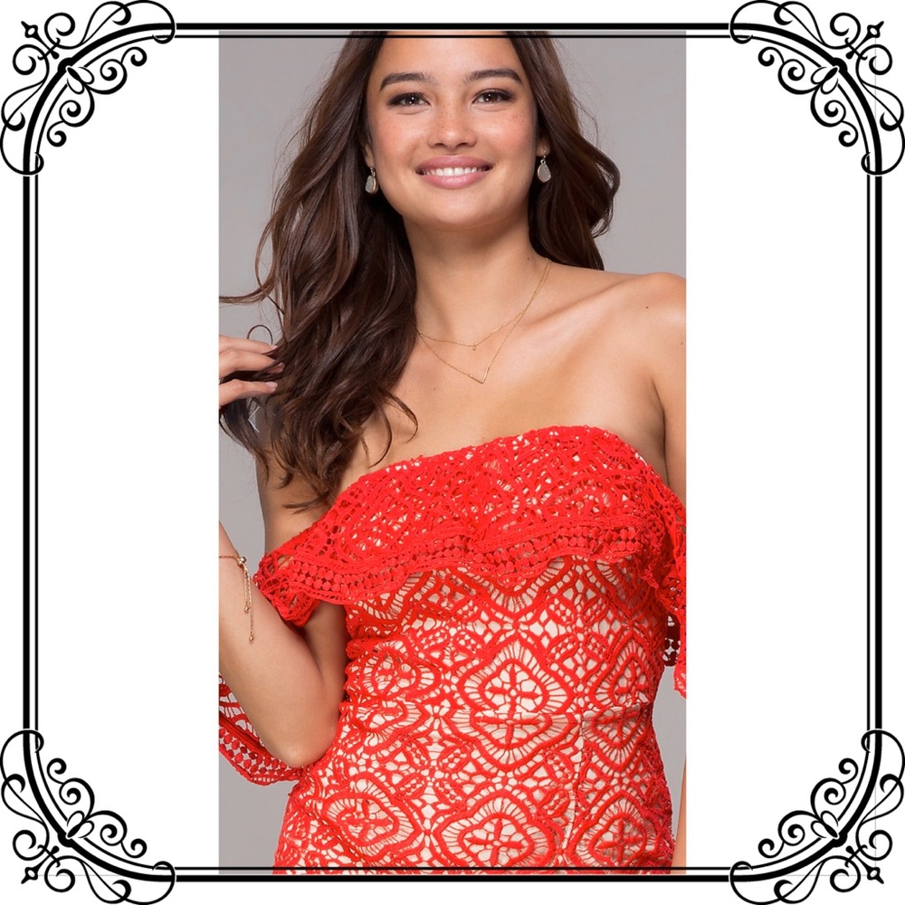 🆕NWT Trendy & Sexy Red Lace Off Shoulder Dress - Picture 4 of 8